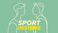 Text Sport inside auf blauem Hintergrund