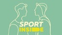 Text Sport inside auf blauem Hintergrund