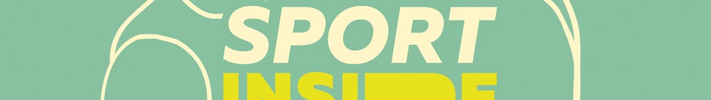 Text Sport inside auf blauem Hintergrund