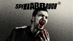 Cover des Podcasts „Spielabbruch“, ein Fußballer mit Verletzung, stilisiert.