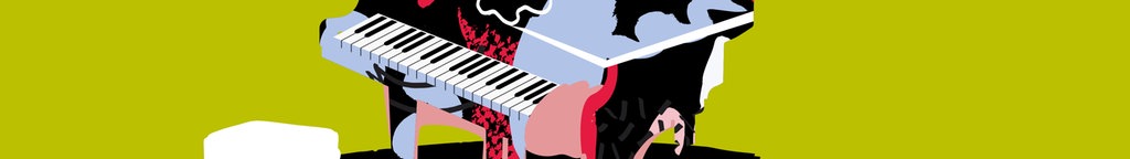 Illustration zur Sendung WDR 3 Meisterstücke: ein buntes Klavier.