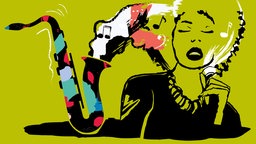 Illustration Jazz Podcast: Eine Sängerin und ein Saxophon.