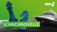 Silhouette von Schachfiguren vor dem Bild eines Passagierdampfschiffs