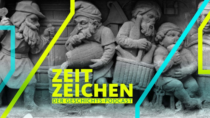 Szene aus der Geschichte der Heinzelmännchen am Heinzelmännchenbrunnen in Köln