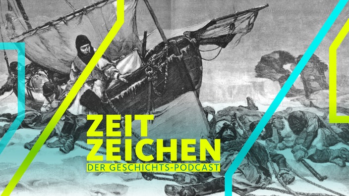 Darstellung Ende der Franklin-Expedition zur Entdeckung der Nordwestpassage (Stahlstich nach Gemälde von W. Thomas Smith)