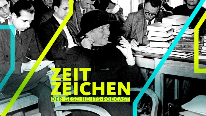 Mathilde Ludendorff, Antisemitin und völkisch-religiöse Schriftstellerin (bei ihrer Spruchkammerverhandlung 1949)