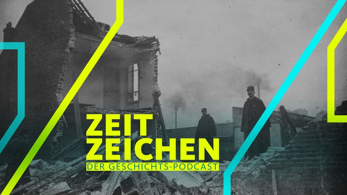 Durch Bomben eines Zeppelins verursachte Schäden in der Rue du Borrégo
