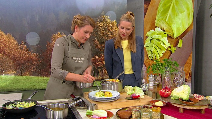 Julia Komp macht geschmorte Lammhaxe mit regionalem Gemüse bei Hier und heute