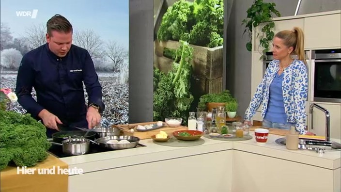 Winterkabeljau mit Senfsoße, gebratenem Grünkohl und Drillingen