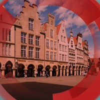 Panorama-Aufnahme von Münster, umgeben von einem runden Rahmen
