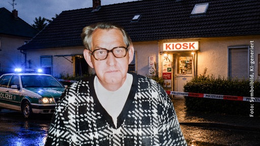 Der Kioskbesitzer vor seinem Laden