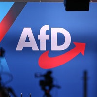 Presserückwand mit dem AfD Logo