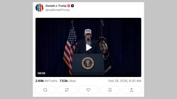 Auf der Plattform Truth Social veröffentlicht Donald Trump ein Statement zum Angriff auf den Iran