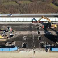 Talbrücke Rinsdorf wird vor der Sprengung geleichtert