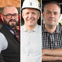 Collage: Drei Männer schauen freundlich in die Kamera