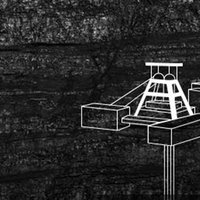 gezeichnetes Bergwerk auf grau-schwarzem Hintergrund