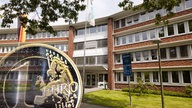Rathaus Dorsten und ein Euro (Montage, Symbolbild)