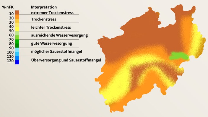 Dürrekarte des Deutschen Wetterdienstes für NRW Ende Mai 2025