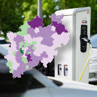 Eine Karte zeigt die Dichte der E-Ladesäulen in NRW