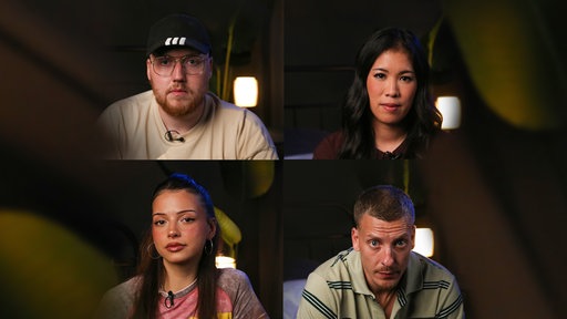 Collage: oben links: Streamer Zarbex, oben rechts: Mai Thi Nguyen-Kim, unten links: Sängerin Nina Chuba, unten rechts: Comedian Felix Lobrecht