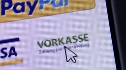 Vorauszahlungsbutton auf einer gefälschten Shop-Website