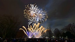 Eine Feuerwerksshow im Westfalenpark in Dortmund 2018