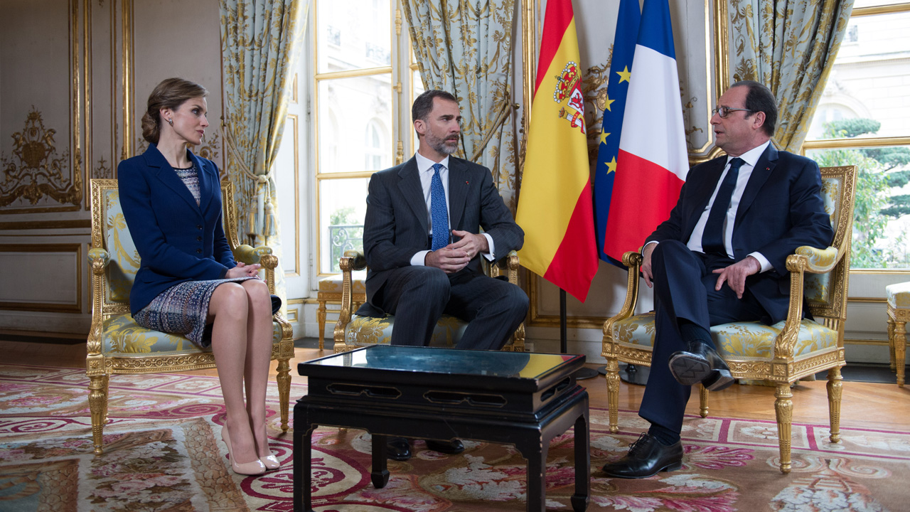 Das spanische Königspaar zu Besuch beim französischen Präsidenten Hollande