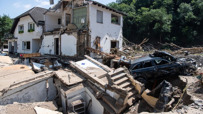 Ein komplett zerstörtes Haus in Marienthal im Ahrtal.