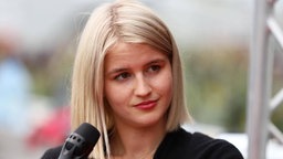 Julia Brandner am 29.04.2023 auf der Leipziger Buchmesse in Leipzig, Deutschland