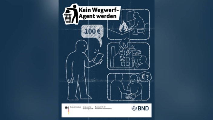 Eine Grafik des Bundeskriminalamtes warnt davor, kein "Wefgwerf-Agent" zu werden.