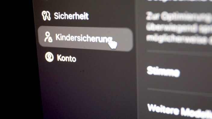Die Kindersicherung findet sich in den "Einstellungen"