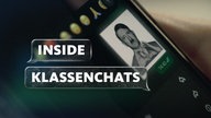 Smartphone, auf dem ein Hitlerbild in einem Gruppenchat zu sehen ist