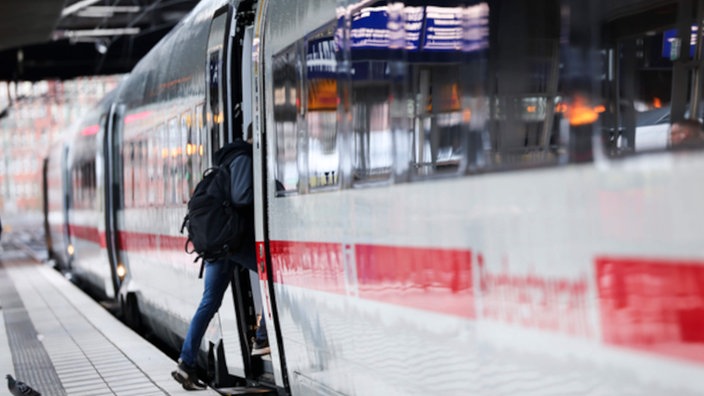 Hamburg: Ein Reisender steigt am Hauptbahnhof Hamburg in einen ICE.