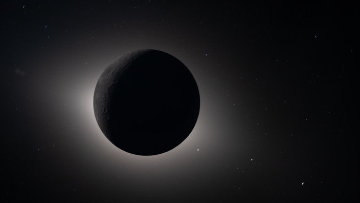 Foto aus der Orion Raumkapsel zeigt den Mond, der die Sonne vollständig verdeckt