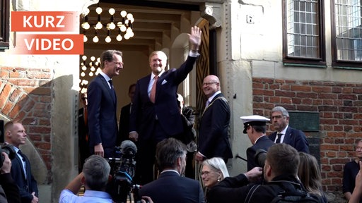 Niederländischer König Willem-Alexander mit Hendrik Wüst und Markus Lewe in Münster.