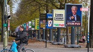 Blick auf die Wahlplakate der Parteien für die Parlamentswahlen in den Niederlanden