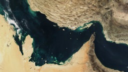 Der Persische Golf, die Straße von Hormus und der Golf von Oman in einer Satellitenaufnahme der NASA