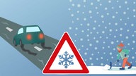 Schneefall und Glatteis