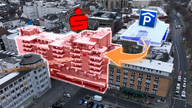 Grafik: Sparkasse in Gelsenkirchen-Buer und Parkhaus Marienhof