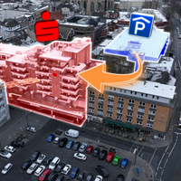 Grafik: Sparkasse in Gelsenkirchen-Buer und Parkhaus Marienhof