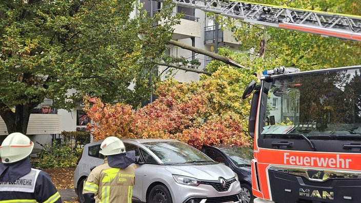 Die Feuerwehr steht am Unfallort 