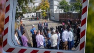 Treffen zur Migrationspolitik vor dem Bundesministerium 