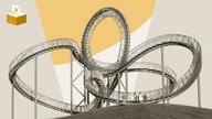 Montage: Grafik mit Wahlurne und Foto vom Duisburger "Tiger an Turtle"