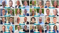 Collage mit Bildern von insgesamt 32 Kandidatinnen und Kandidaten für die Stichwahlen zur Kommunalwahl 2025 in NRW