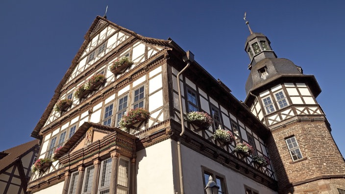 Außenansicht vom historischen Rathaus in Höxter