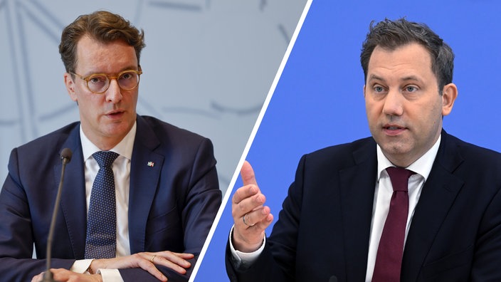 Fotomontage vom NRW Ministerpräsidenten Hendrik Wüst und Lars Vizekanzler Lars Klingbeil