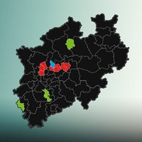 Eine Karte zeigt die Zweitstimmen der Wahlbezirke aus NRW
