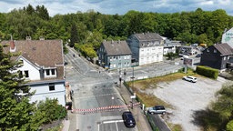Ein Bild vom Wiedener Kreuz aus der Vogelperspektive.