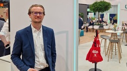 Simon Walter vom Bundesverband Deutscher Bestatter auf der Messe in Düsseldorf