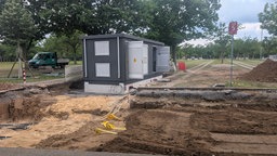 Der neue riesige Open Air Park in Düsseldorf befindet sich inn der finalen Bauphase